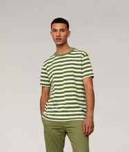 Load image into Gallery viewer, Model wearing Green striped Kings Of Indigo T-shirt