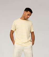 Load image into Gallery viewer, Model wearing yellow striped Kings Of Indigo T-shirt
